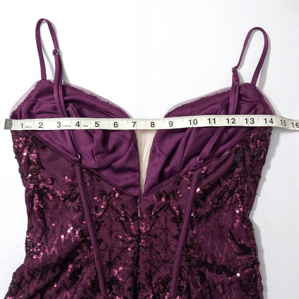 DB Studio Short Allover Sequin Illusion Plunge Mini Dress Sz 4 Purple NWT - Picture 11 of 14